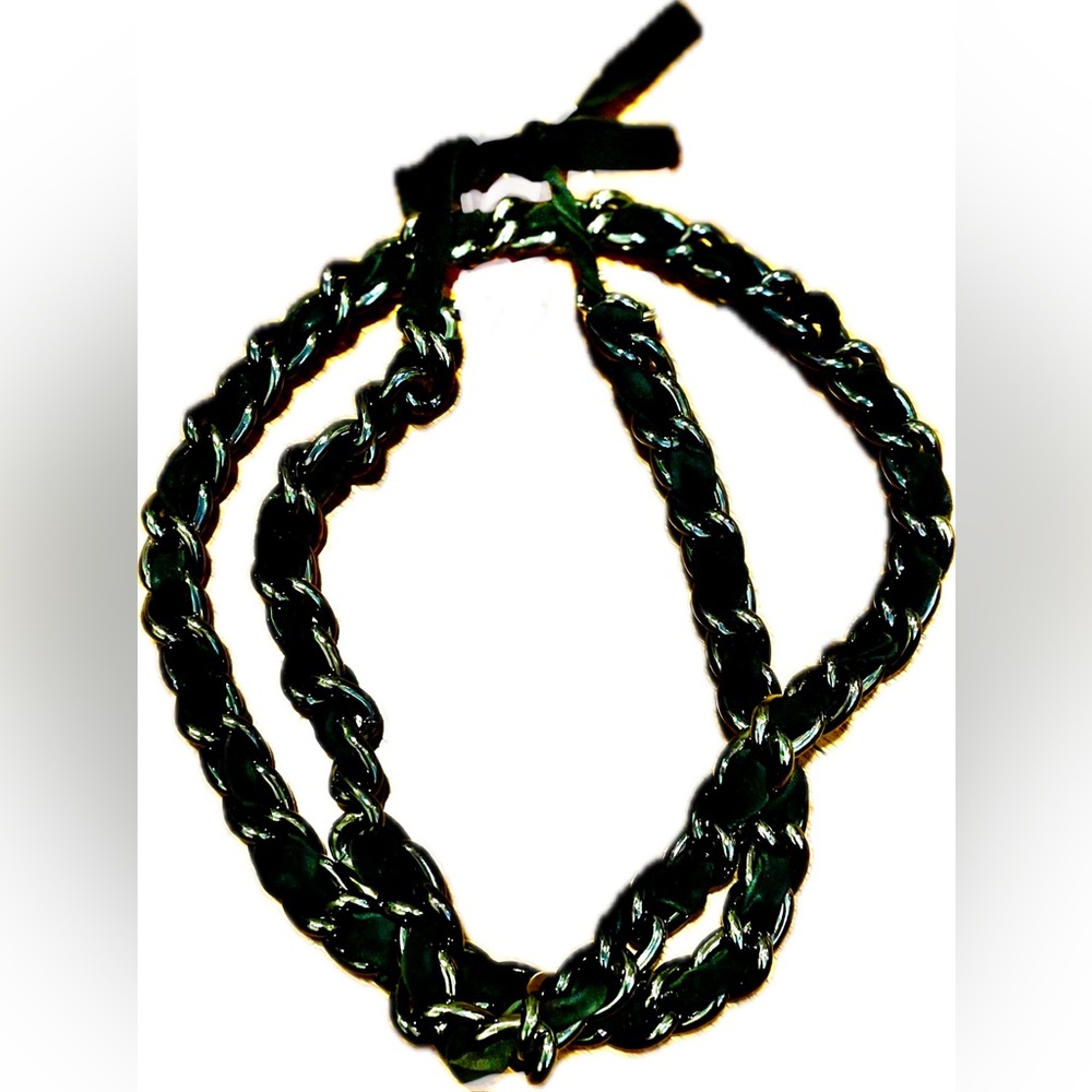 Nickel Nero chain and suede braider convertible belt necklace choker accessory